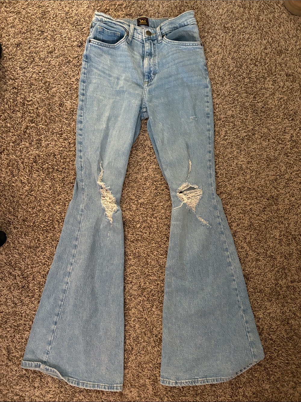 Lee Light Blue Distressed Flare Jeans - Women